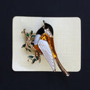 Rhinestone Enamel Oriole Bird Brooches Men Women's Alloy Bird Branch Brooch