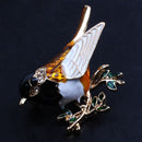 Rhinestone Enamel Oriole Bird Brooches Men Women's Alloy Bird Branch Brooch