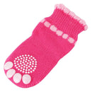 Pet Puppy Dog Bowknot Cotton Socks Anti-Slip Paw Protectors 4pcs/set M Pink