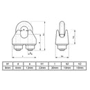 M4 5/32 Inch 304 Stainless Steel U-Shape Bolt Saddle Clamps Cable Wire Rope A1I3