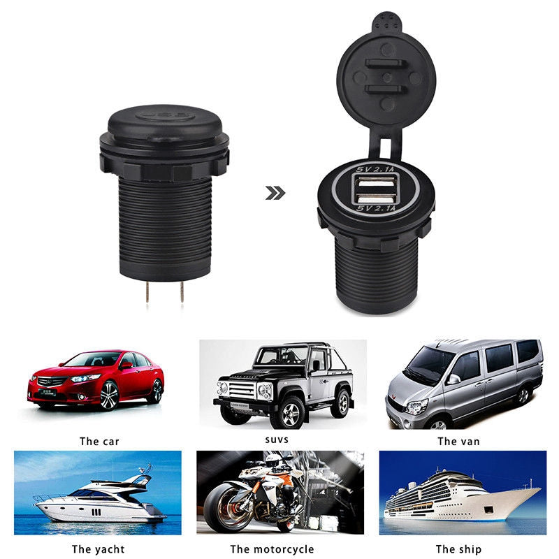 5V 4.2A Dual 2USB Charger Socket Adapter Power Outlet for 12V 24V Car Motor P2D6