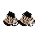 Pet Dog Puppy Cat Anti-slip Knit Cotton Weave Sock 4 Pcs L coffee