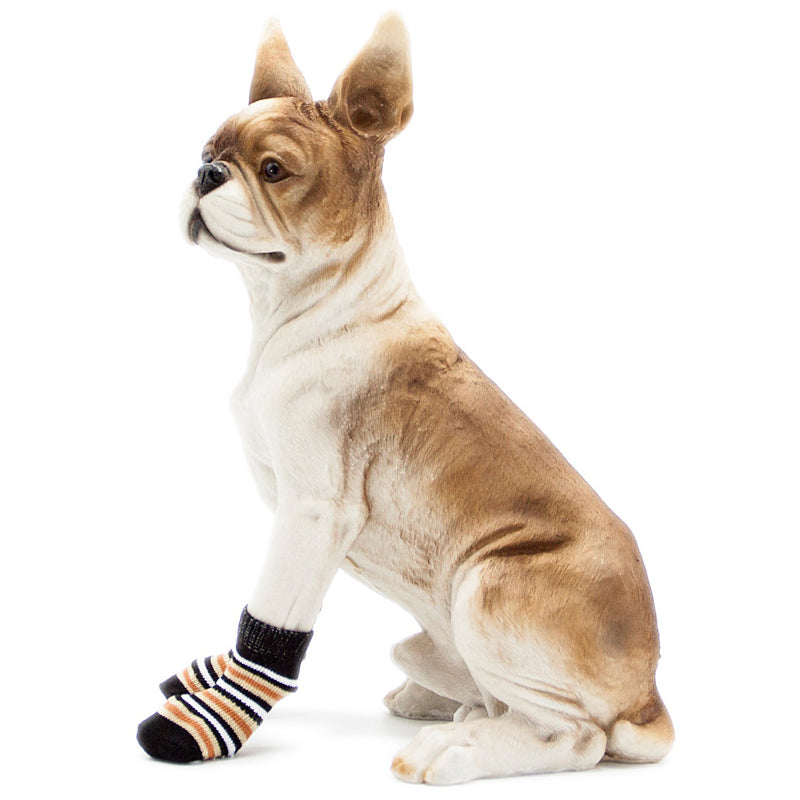 Pet Dog Puppy Cat Anti-slip Knit Cotton Weave Sock 4 Pcs L coffee