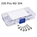 230pcs M2 304 Stainless Steel Hex Socket Button Head Cap Bolts Screws Nuts  P9H3