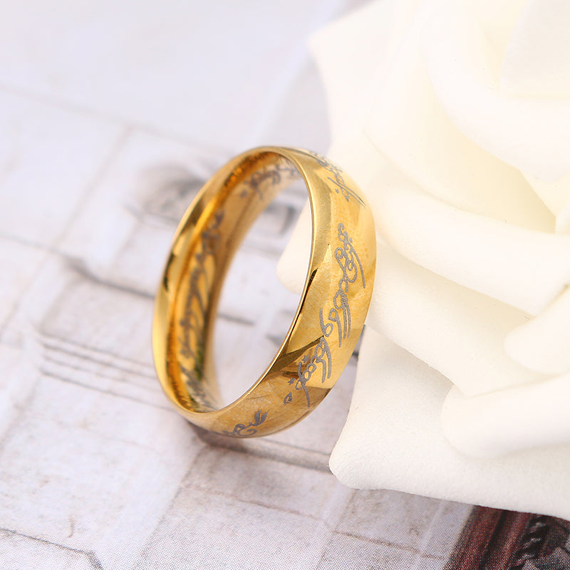 18K Gold Plated Lord of the Rings Stainless Steel LOTR Finger Ring for Unisex
