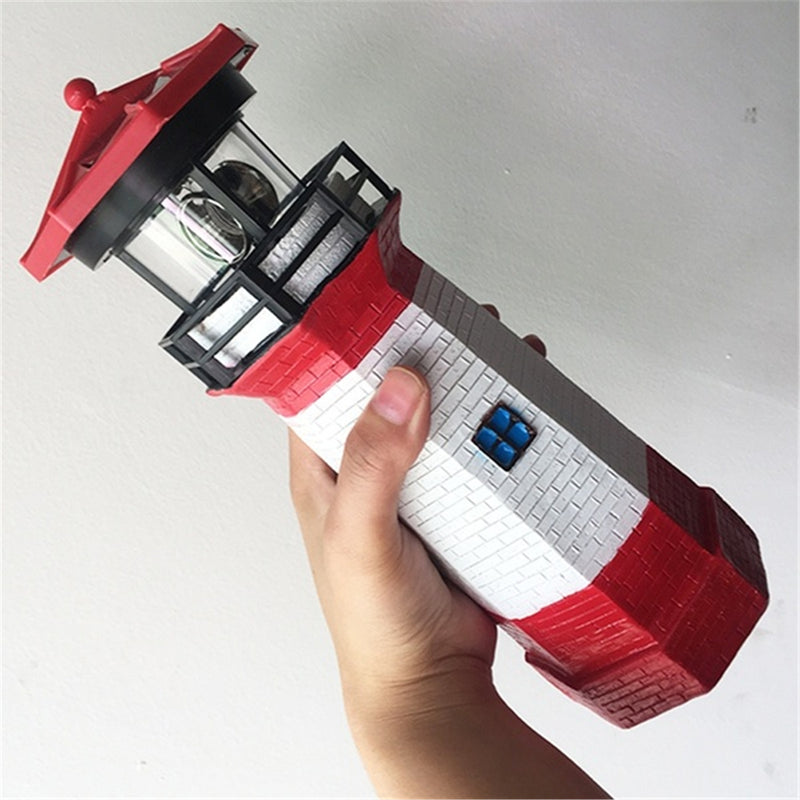 Solar LED Lighthouse Waterproof IP67 Automatical Rotating Light Beam Decoration Tower Lamp