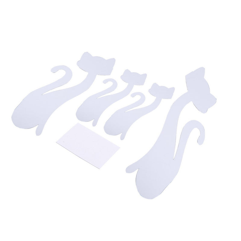 Honana DX-Y3 4Pcs Cute Silver DIY Sexy Cat Mirror Wall Stickers Home Wall Bedroom Office Decor