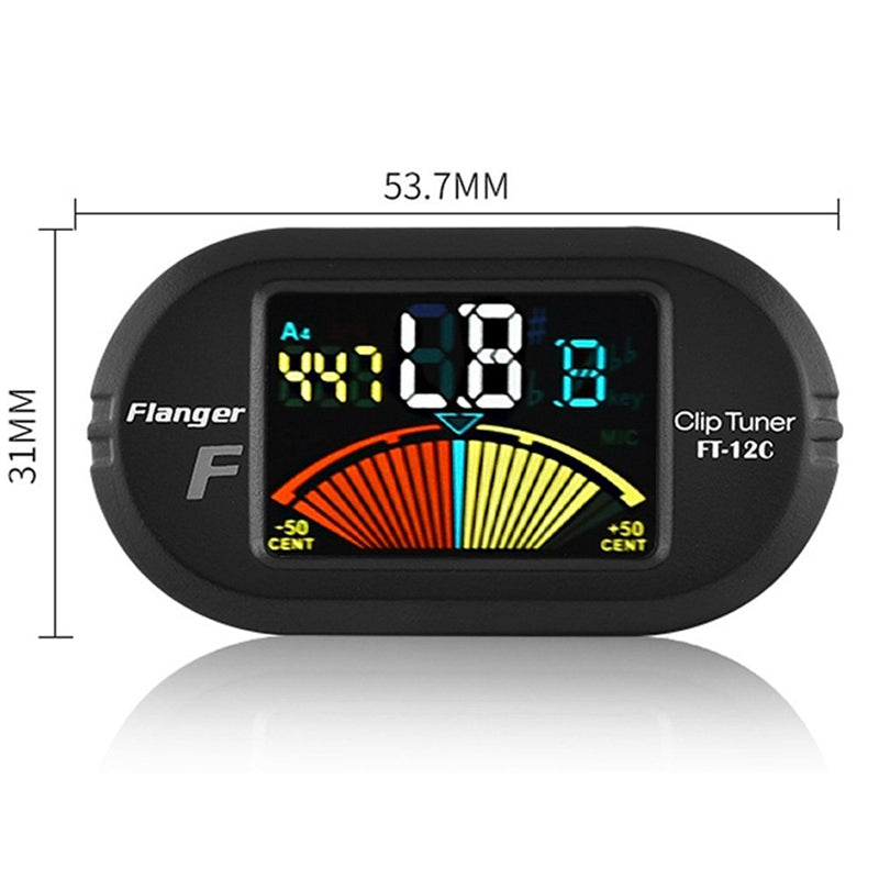 Flanger Clip-On Tuner for All Instruments - with Guitar, Bass, Violin, Ukul