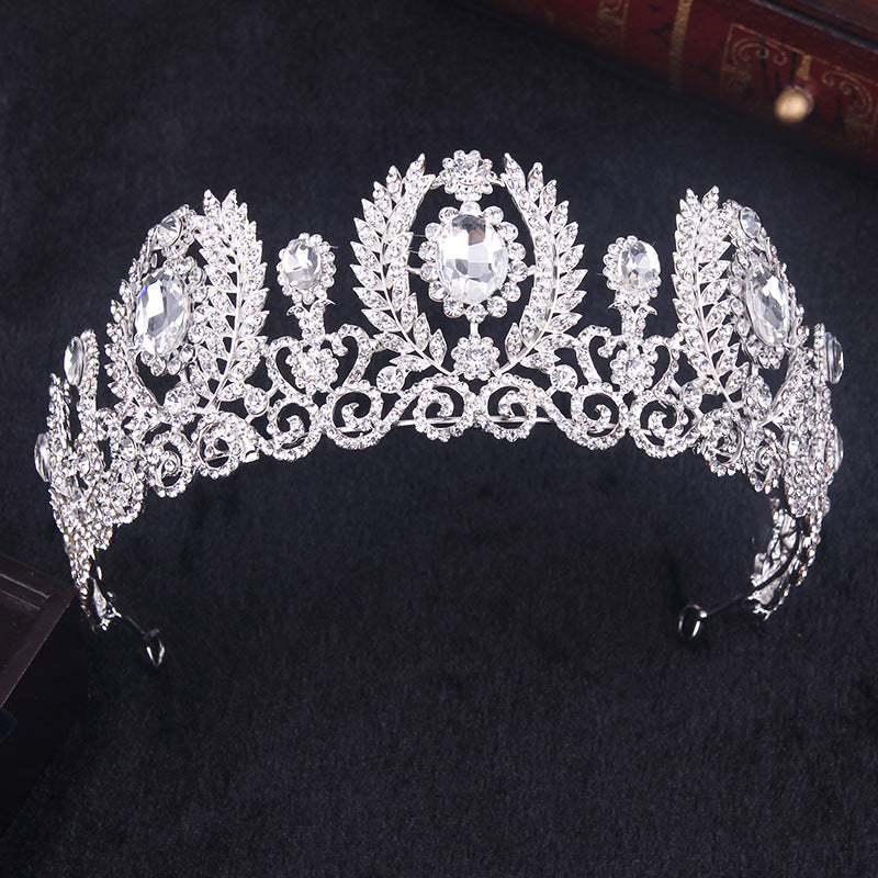 Wedding Crown Queen Headband Rhinestone Big Flower Bridal Tiara Bride Brida T1V7