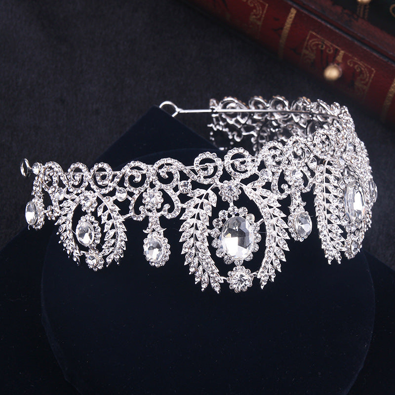 Wedding Crown Queen Headband Rhinestone Big Flower Bridal Tiara Bride Brida T1V7