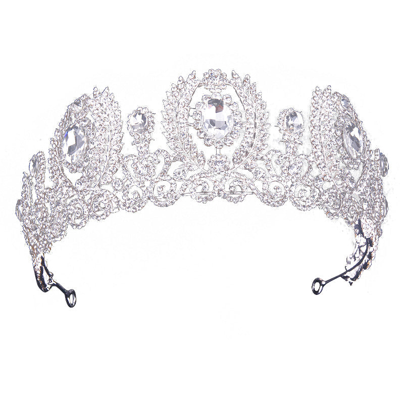 Wedding Crown Queen Headband Rhinestone Big Flower Bridal Tiara Bride Brida T1V7