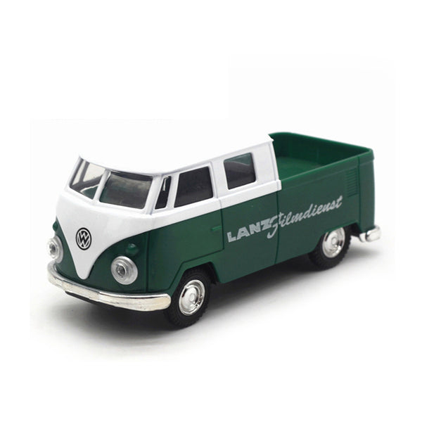 Green simulation 1:32 sound and light music pull back retro van truck expre C4V3