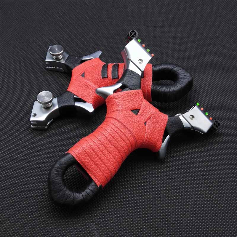 Cross Fiber Optic Aiming Sling-shot Zinc Alloy Sling Tactical Rubber Band Sling Camping Shooting Tools