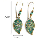 Fashion Women Hollow Leaves Dangle Hook Beads Earring Bohemia Charm Jewelry