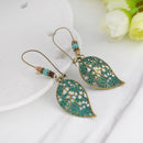 Fashion Women Hollow Leaves Dangle Hook Beads Earring Bohemia Charm Jewelry F8G5