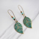 Fashion Women Hollow Leaves Dangle Hook Beads Earring Bohemia Charm Jewelry