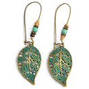 Fashion Women Hollow Leaves Dangle Hook Beads Earring Bohemia Charm Jewelry