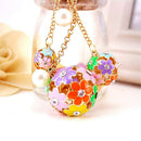 Fashion Women Little Daisy Flower Ball Keychain Bag Pendant Charms R7F5