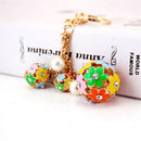 Fashion Women Little Daisy Flower Ball Keychain Bag Pendant Charms R7F5