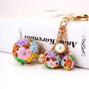 Fashion Women Little Daisy Flower Ball Keychain Bag Pendant Charms R7F5