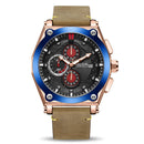 MEGIR 2098 Sports Chronograph Date Waterproof Quartz Watch Leather Strap Men Wrist Watch