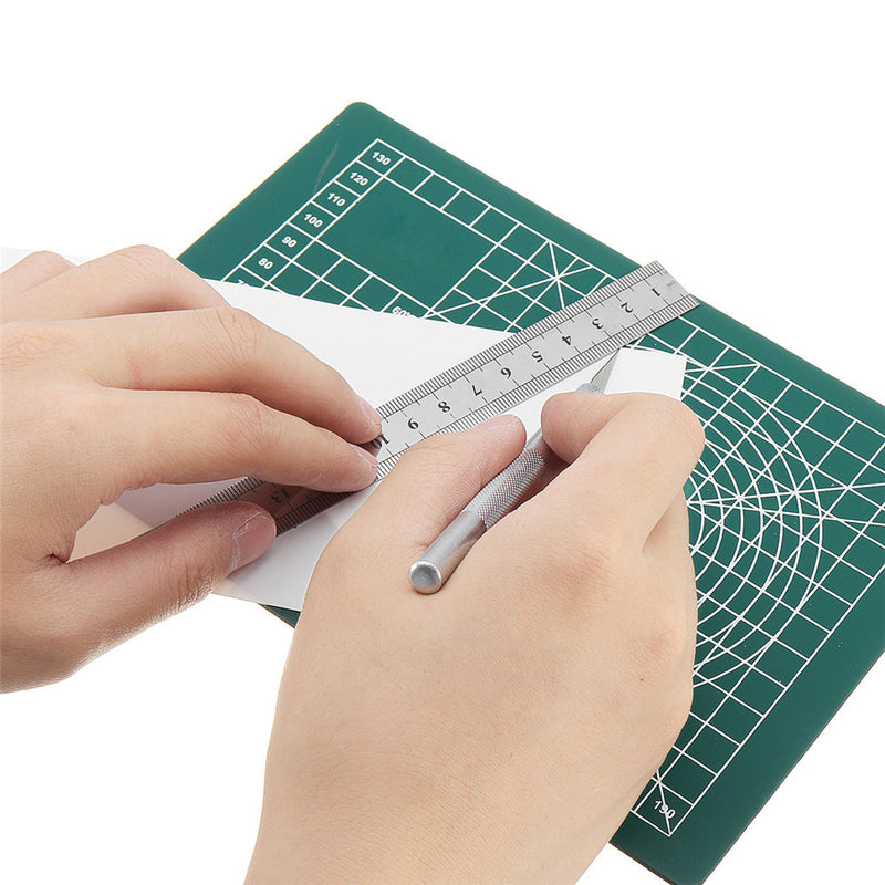A5 Non Slip Cutting Mat with Stainless Metric Ruler and Blades Wood Carving Tool