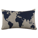 black Linen World map blue decorative pillowcase pillowcase O1F8