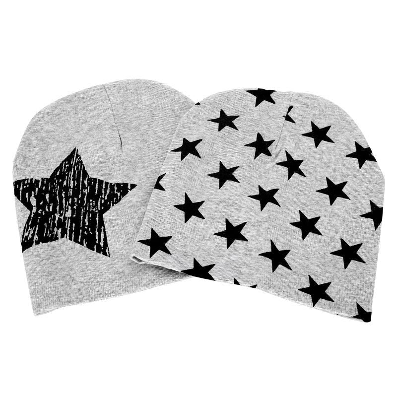 Kids Boys Girls 3Pcs Set Stars Prints O-Ring Scarf Neckerchief+Cute Beanies A4K9
