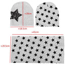 Kids Boys Girls 3Pcs Set Stars Prints O-Ring Scarf Neckerchief+Cute Beanies A4K9