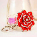 Rose Shape Crystal Keychain Key Chain Sparkling Key Ring Charm Purse Pendan A7V1
