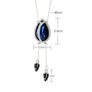 Women Flower Long Adjustable Chain Pendant Sweater Necklace(Tulip blue crys
