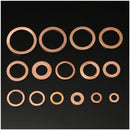 150 x Assorted Solid Copper Crush Washers Seal Flat Ring Fuel Hydraulic Fit