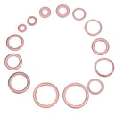 150 x Assorted Solid Copper Crush Washers Seal Flat Ring Fuel Hydraulic Fit