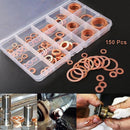150 x Assorted Solid Copper Crush Washers Seal Flat Ring Fuel Hydraulic Fit