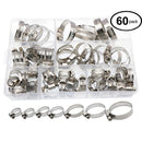 60PCS Adjustable Hose Clamps Worm Gear Stainless Steel Clamp Assortment Lot