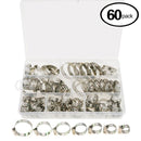 60PCS Adjustable Hose Clamps Worm Gear Stainless Steel Clamp Assortment Lot