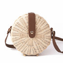 Women Straw+polyesterBag Bohemian Bali Rattan Beach Handbag Small Circle La
