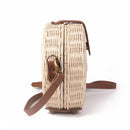 Women Straw+polyesterBag Bohemian Bali Rattan Beach Handbag Small Circle La