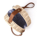 Women Straw+polyesterBag Bohemian Bali Rattan Beach Handbag Small Circle La