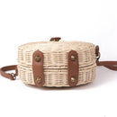 Women Straw+polyesterBag Bohemian Bali Rattan Beach Handbag Small Circle La