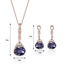 Necklace Earrings Diamond Water droplets Elegant Women Jewellery Set of Pen J6P5