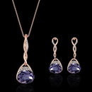 Necklace Earrings Diamond Water droplets Elegant Women Jewellery Set of Pen J6P5