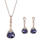 Necklace Earrings Diamond Water droplets Elegant Women Jewellery Set of Pen J6P5