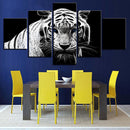 5PCS Modern Home Bedroom Wall HD White Tiger Art Picture Spray Painting Wall Sticker