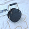 Circular Glossy PU Leather Retro Metal Ring Handbag Small Round Women Shoul Z2A8