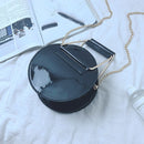 Circular Glossy PU Leather Retro Metal Ring Handbag Small Round Women Shoul Z2A8