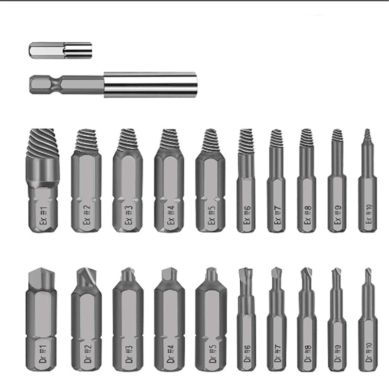 22PCS Damaged Screw Extractor Set for Broken Screw Bolt Extractor Screw Remover Tool