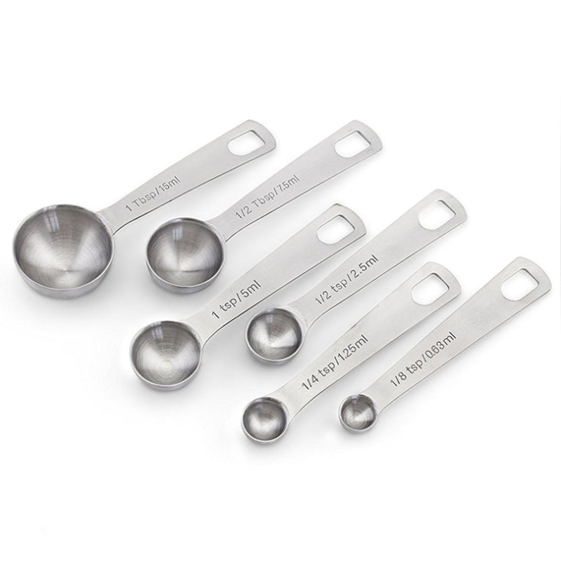 6Pcs/set Measuring Cup Spoon Stainless Steel Baking Tools Kit Camping Picnic Tableware