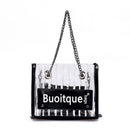 Fashion Stripes Plastic Transparent Handbag Chain Shoulder Bag Woman Large  F9K1