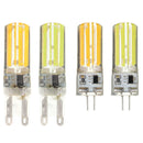 Dimmable G4 G9 5W Silicone Warm White Pure White LED COB Light Bulb Chandelier Lamp AC220V